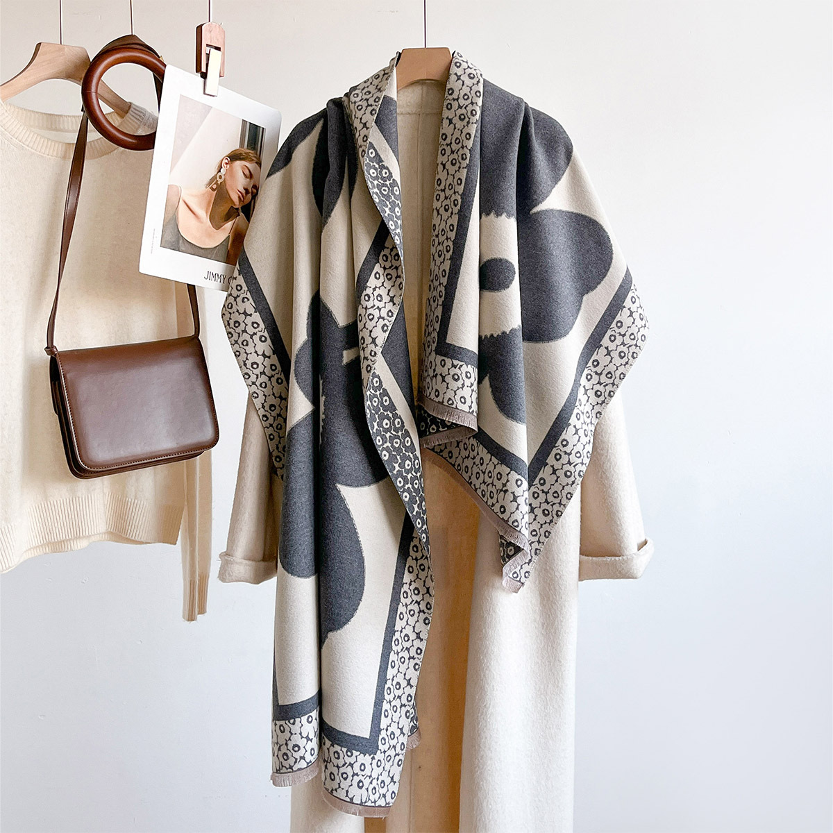 Cashmere Scarf - Bufanda para mujer, chal de jacquard