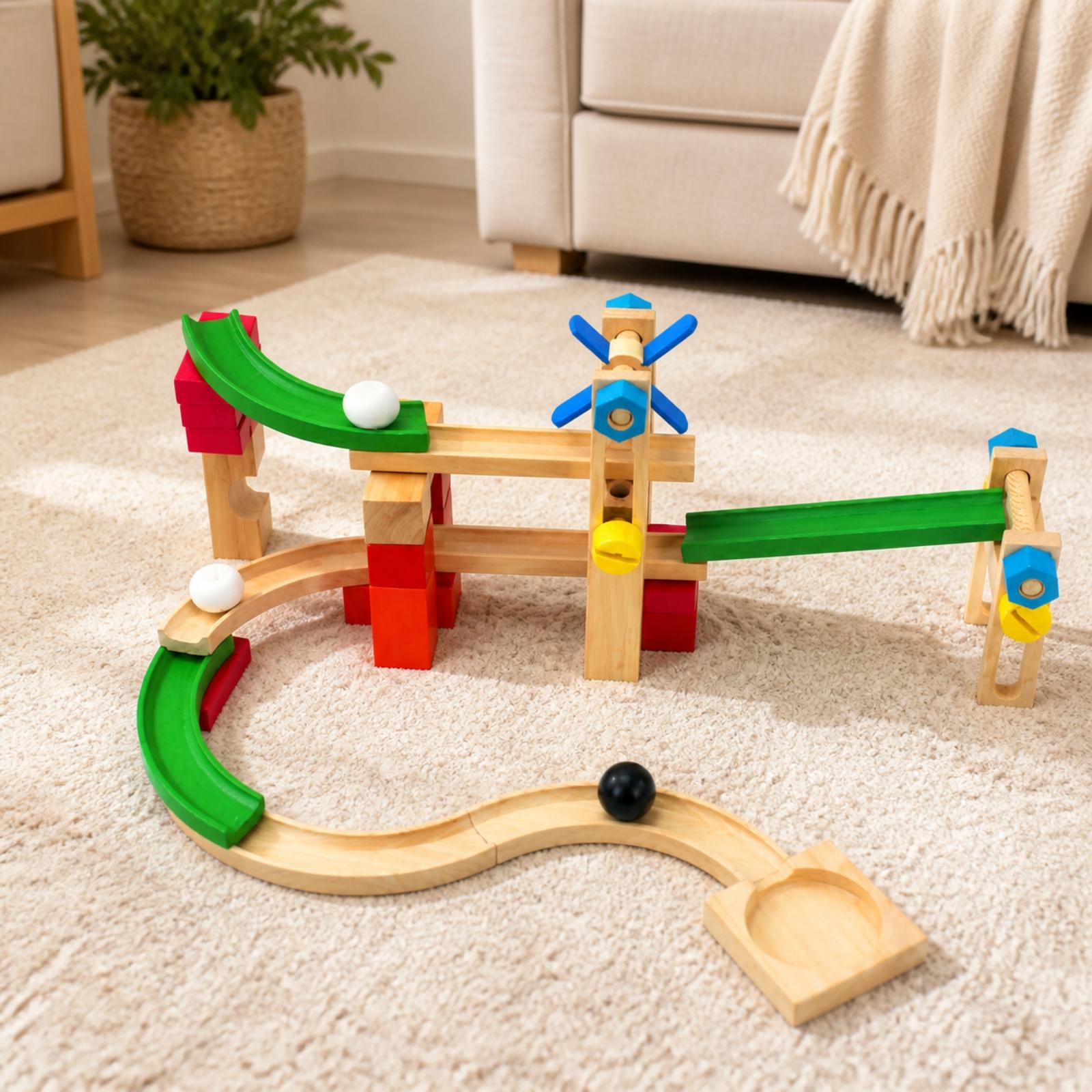 Pista de madera con bloques de - Marble Coaster Set reseña y precio